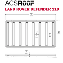Load image into Gallery viewer, ACS ROOF Land Rover Defender 110 dimension line drawing
