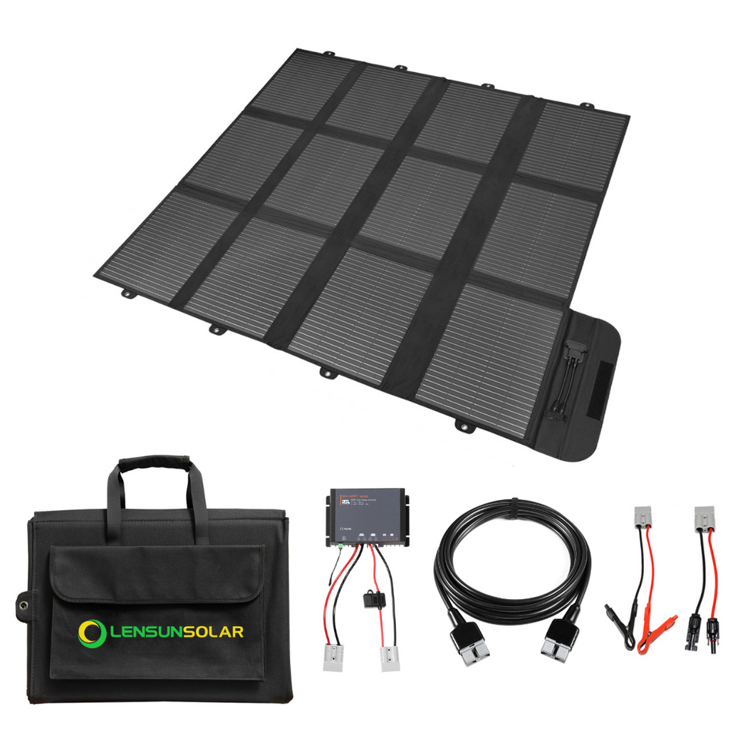 Portable Fold-out 300W Solar Blanket Kit with Waterproof MPPT Regulator